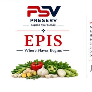 Preserv Epis traditional Haitian seasoning blend made with fresh herbs, peppers, garlic, and vegetables