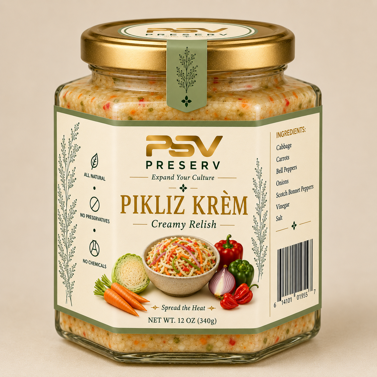 Preserv Pikliz Krèm - Creamy hot haitian pepper relish